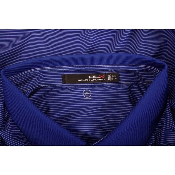 RLX Ralph Lauren Mens Blue Polo Golf Shirt XXL 2XL Striped Pullover Short Sleeve - Picture 6 of 6